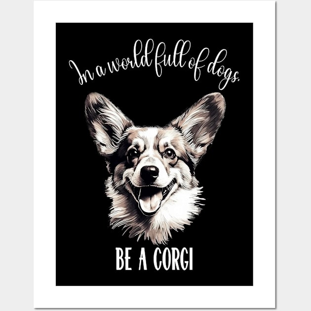 In a world full of dogs, be a corgi Wall Art by GreenMary Design